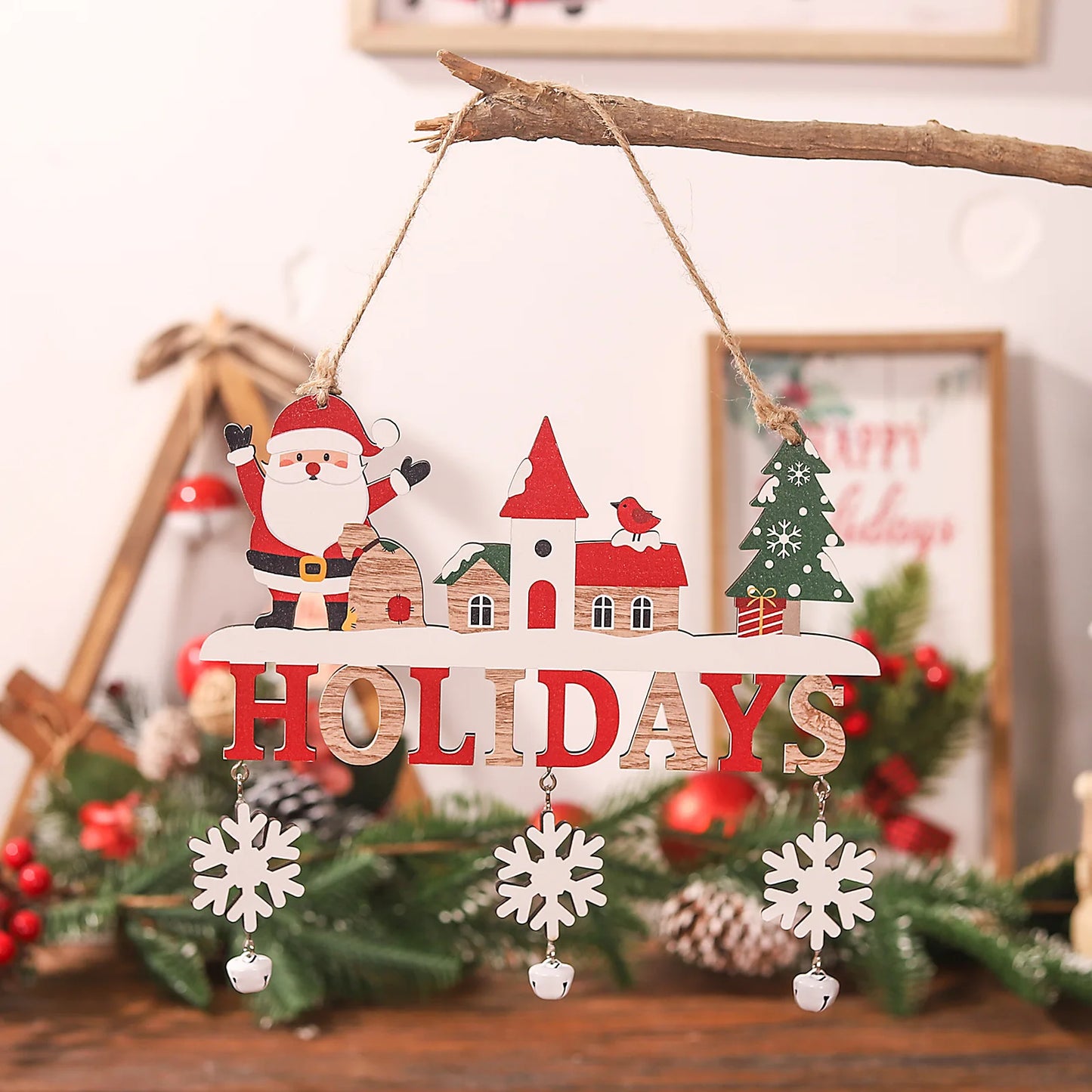 Wooden Ornament Christmas Door Decoration