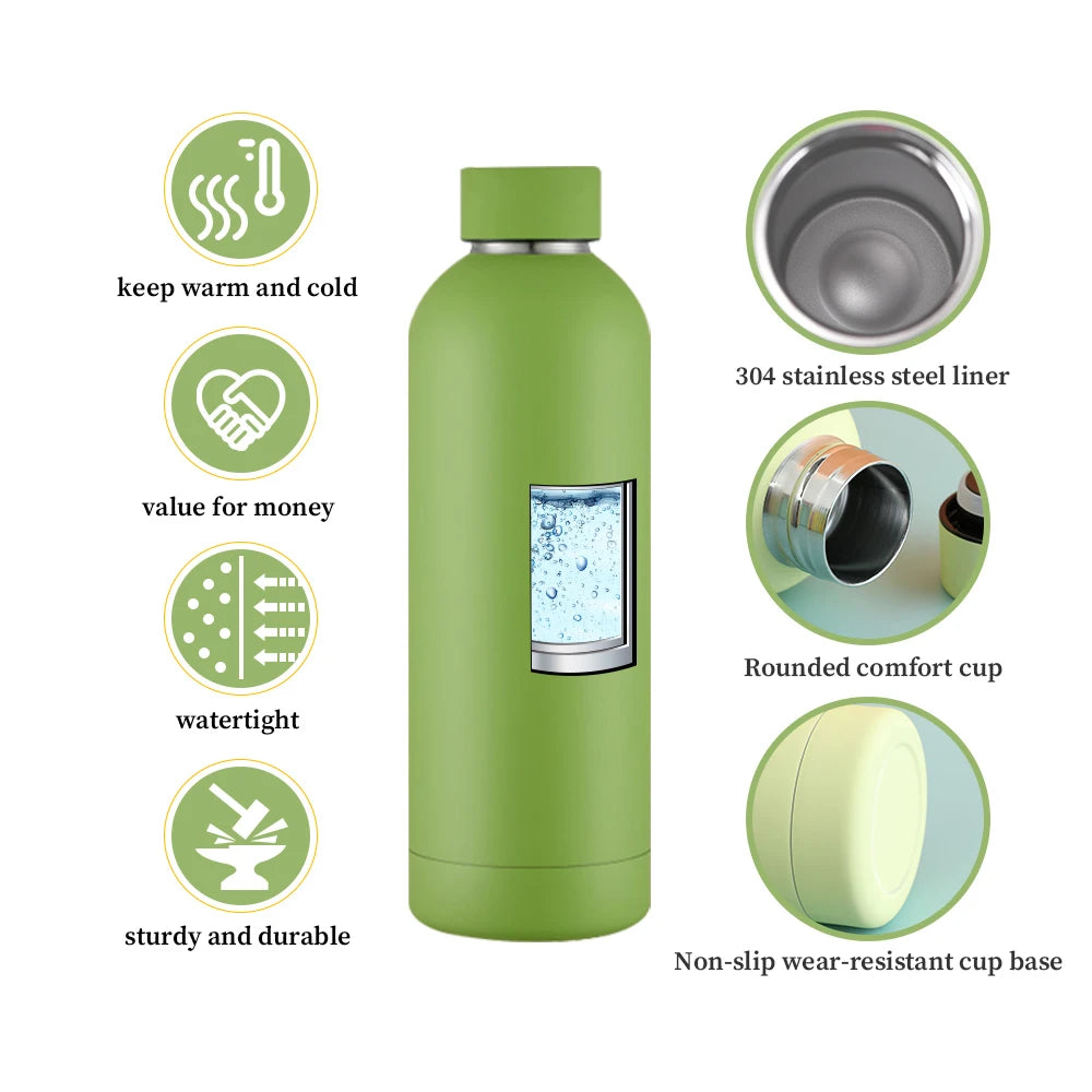 500ML Stainless Steel Thermos Bottle Sports Water Bottle Cold and Hot Thermal Mug Portable Insulated Cup Gym Water Kettle