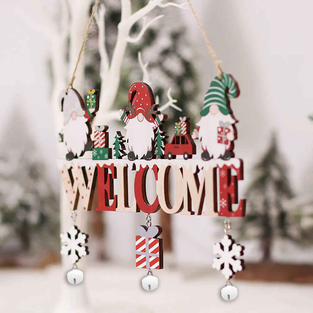 Wooden Ornament Christmas Door Decoration