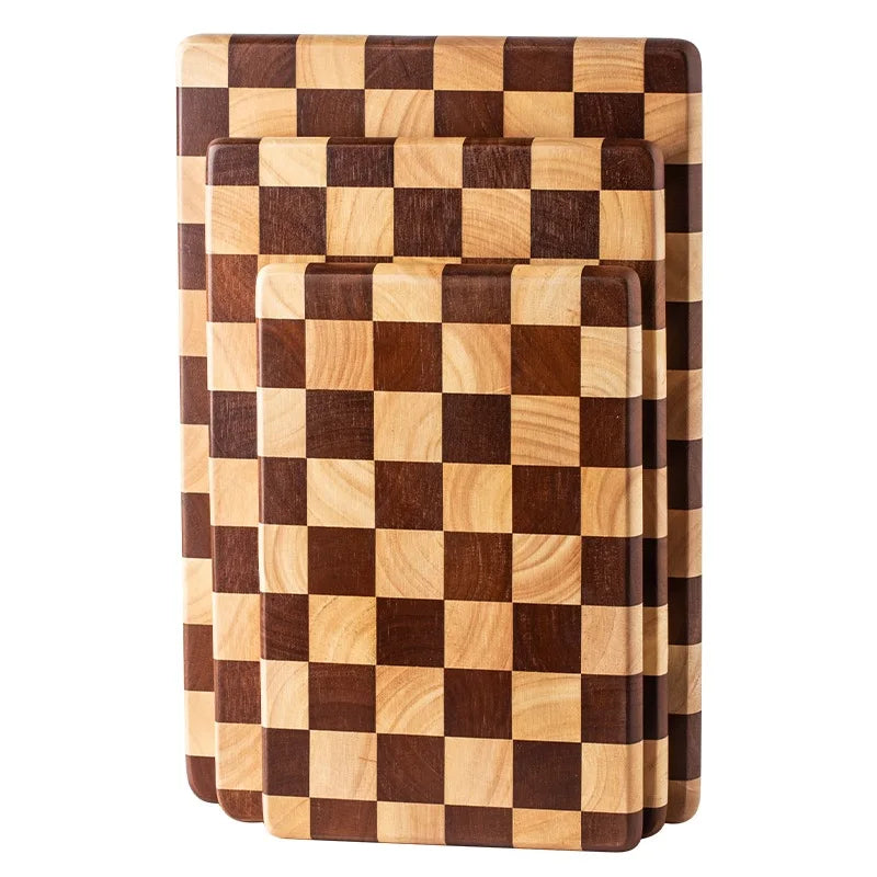 Acacia Wood Kitchen Board,Natural Splicing checkerboard texture chopping board,Solid Wood kitchen Board Non-slip Knife Board