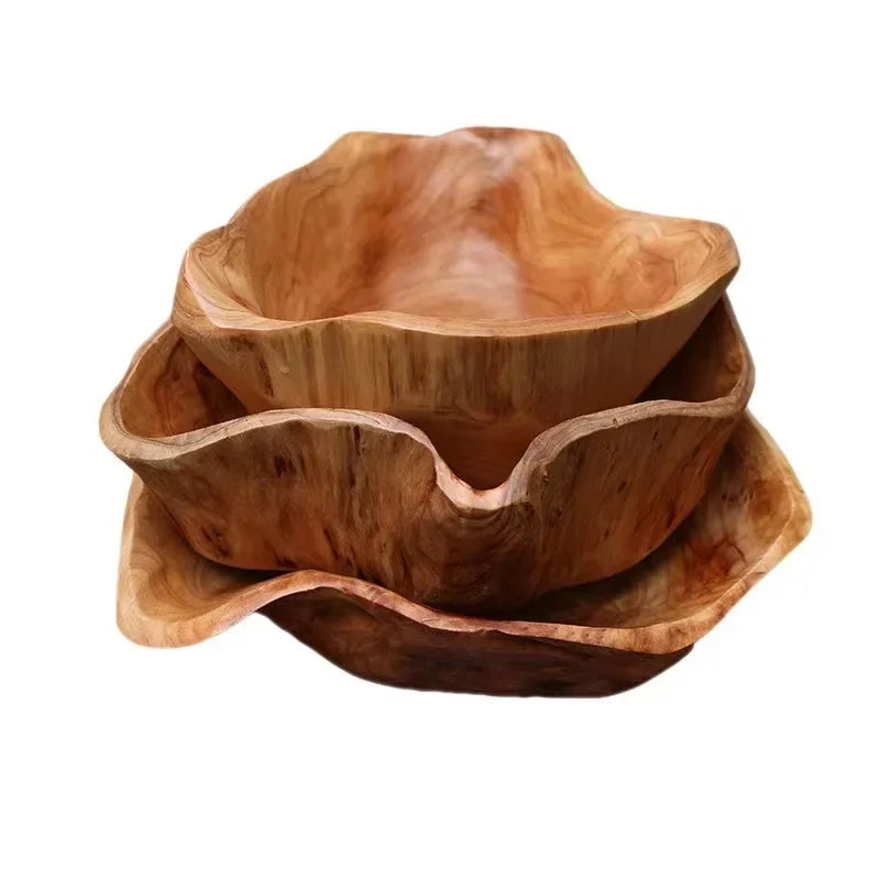 Handmade Natural Wood Fruit Tray Wooden irregular Bowl Snack Sushi Bread Dessert Candy Plate Salad Trays Home Decoration