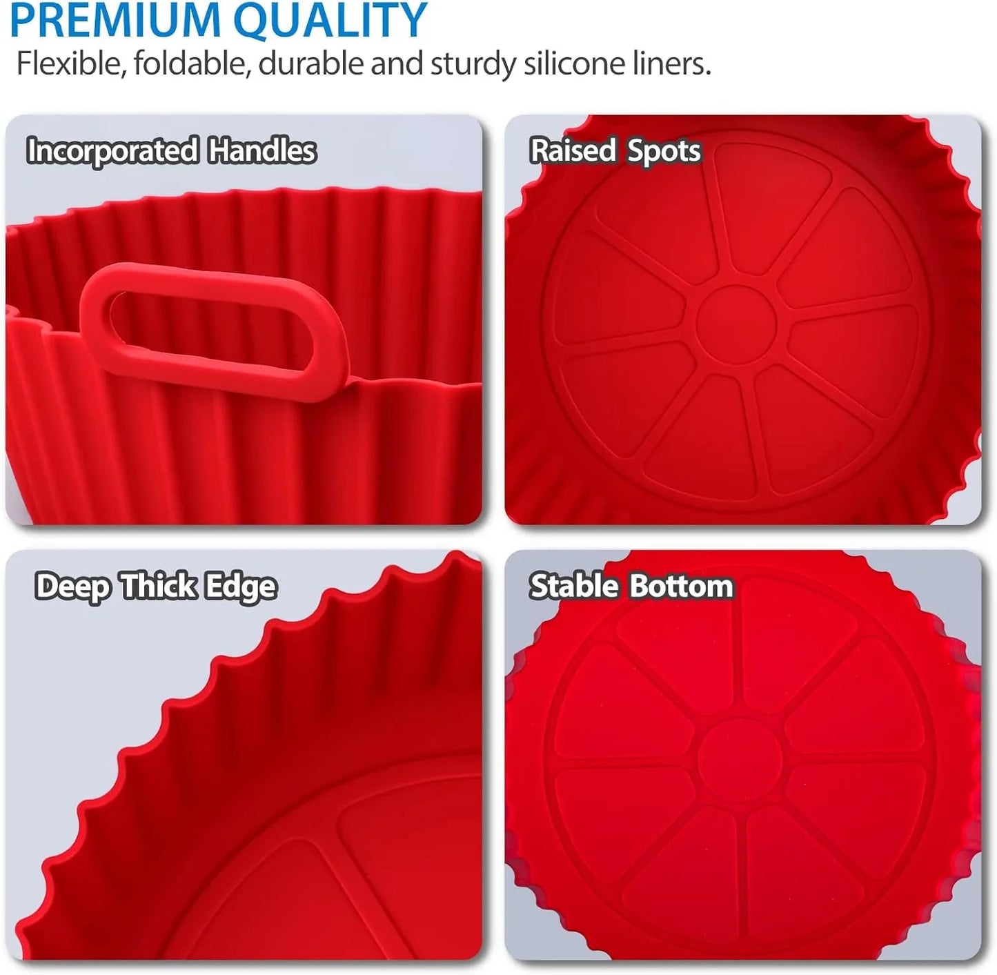 Airfryer Silicone Basket Reusable Baking Tray Silicone Mold for AirFryer Pizza Fried Chicken Basket Air Fryer Liners Accessories