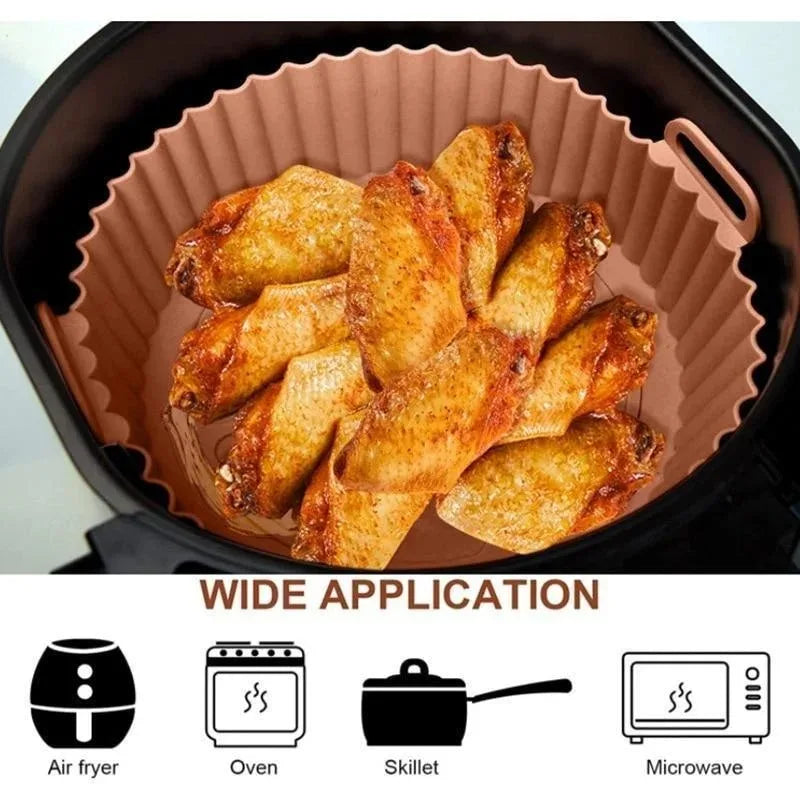 Airfryer Silicone Basket Reusable Baking Tray Silicone Mold for AirFryer Pizza Fried Chicken Basket Air Fryer Liners Accessories