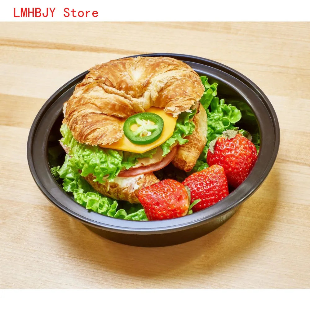 Meal Prep Containers Plastic Food Containers with Lids Outdoor Portable Bento Lunch Box, 1Compartment Round Lunch Box