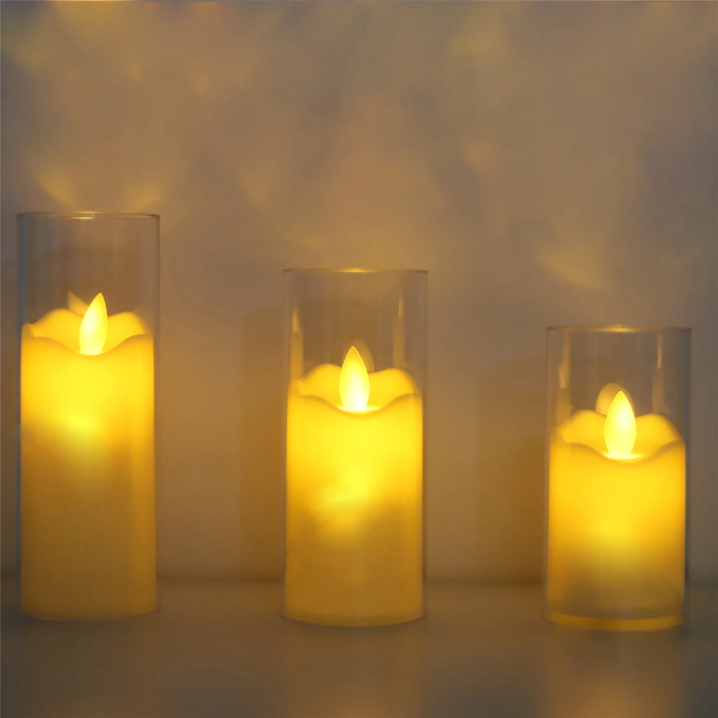 6Pcs Led Flameless Electric Candles Lamp Acrylic Glass Battery Flickering Fake Tealight Candle Bulk for Wedding Christmas