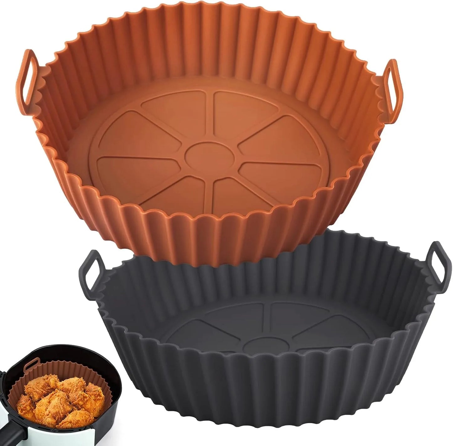 Airfryer Silicone Basket Reusable Baking Tray Silicone Mold for AirFryer Pizza Fried Chicken Basket Air Fryer Liners Accessories