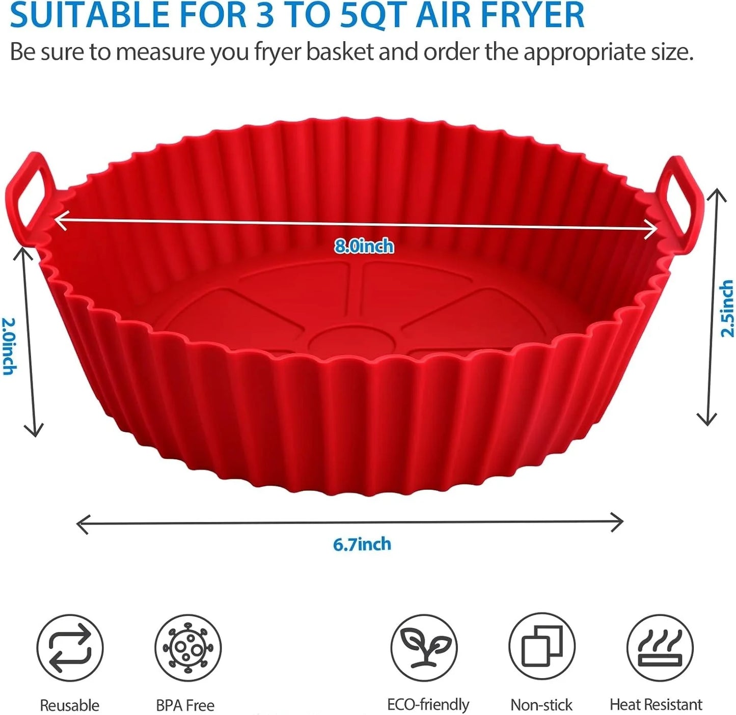 Airfryer Silicone Basket Reusable Baking Tray Silicone Mold for AirFryer Pizza Fried Chicken Basket Air Fryer Liners Accessories