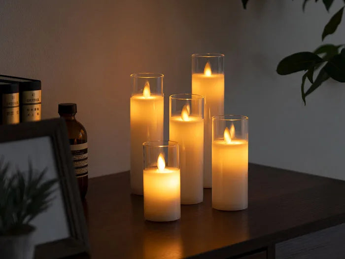 6Pcs Led Flameless Electric Candles Lamp Acrylic Glass Battery Flickering Fake Tealight Candle Bulk for Wedding Christmas