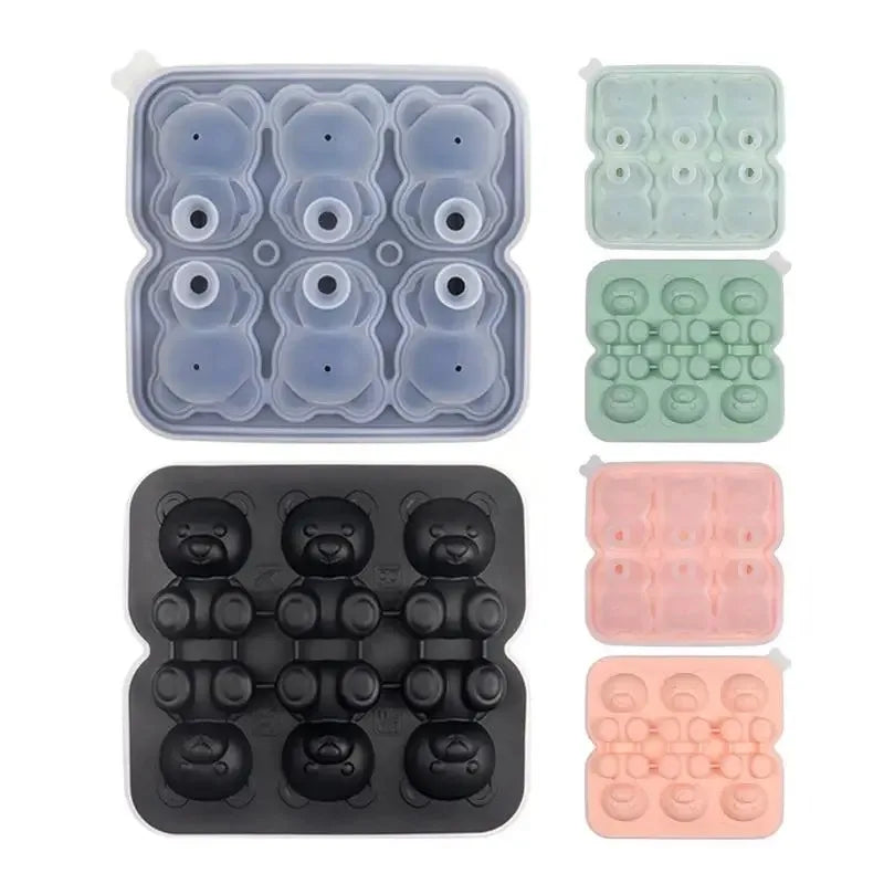 Reusable Cute Bear Silicone Ice Cube Making Molds Relieve the Heat Ice Cube Trays Mold to Make Homemade DIY Drink Ice Coffee