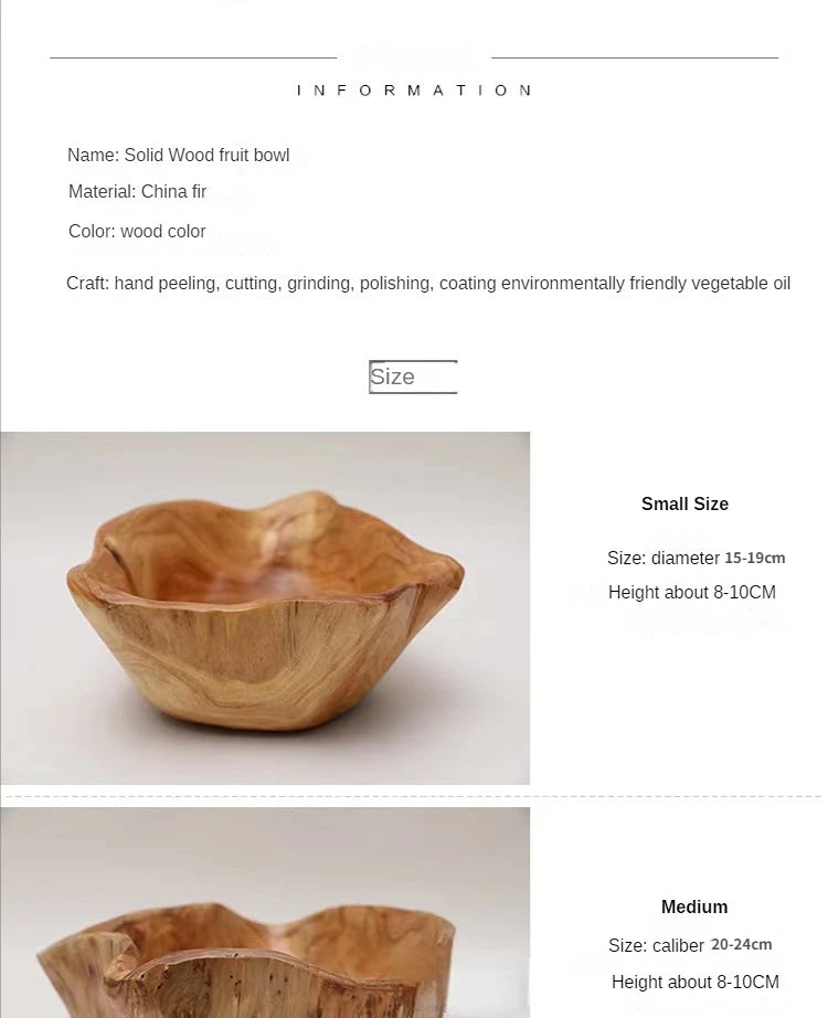 Handmade Natural Wood Fruit Tray Wooden irregular Bowl Snack Sushi Bread Dessert Candy Plate Salad Trays Home Decoration