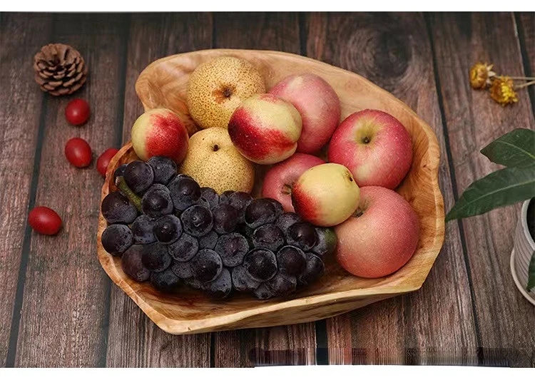 Handmade Natural Wood Fruit Tray Wooden irregular Bowl Snack Sushi Bread Dessert Candy Plate Salad Trays Home Decoration