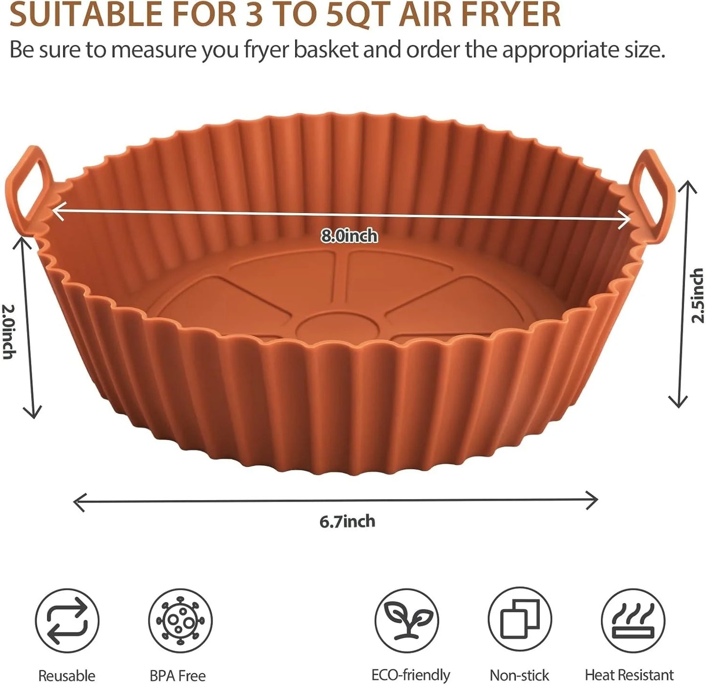 Airfryer Silicone Basket Reusable Baking Tray Silicone Mold for AirFryer Pizza Fried Chicken Basket Air Fryer Liners Accessories